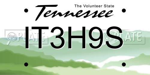 IT3H9S Tennessee License Plate