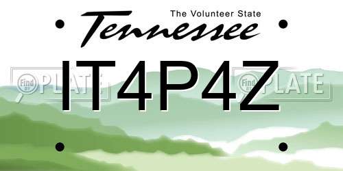 IT4P4Z Tennessee License Plate