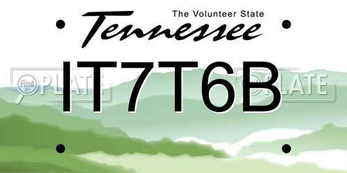 IT7T6B Tennessee License Plate