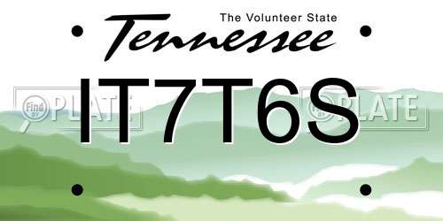 IT7T6S Tennessee License Plate