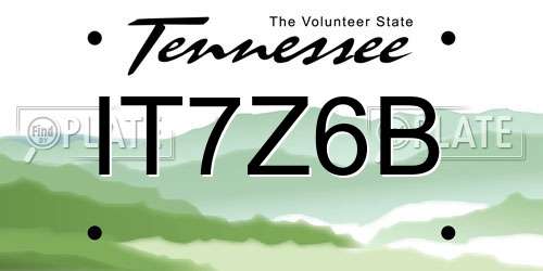 IT7Z6B Tennessee License Plate