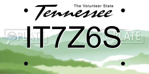 IT7Z6S Tennessee License Plate