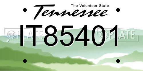 IT85401 Tennessee License Plate