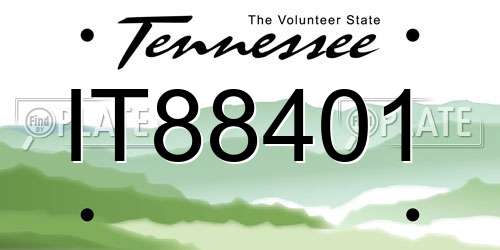 IT88401 Tennessee License Plate