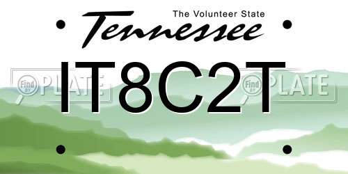 IT8C2T Tennessee License Plate
