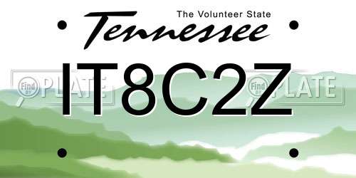 IT8C2Z Tennessee License Plate