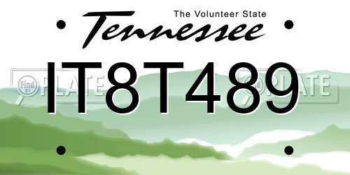 IT8T489 Tennessee License Plate
