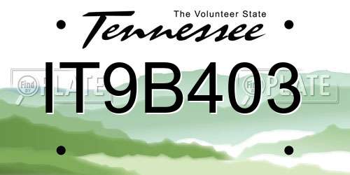 IT9B403 Tennessee License Plate