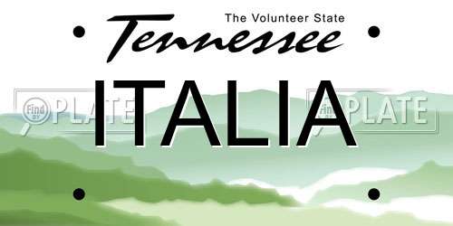 ITALIA Tennessee License Plate