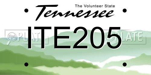 ITE205 Tennessee License Plate