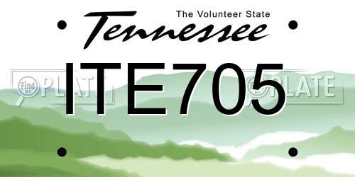 ITE705 Tennessee License Plate