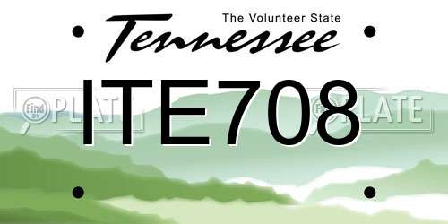 ITE708 Tennessee License Plate