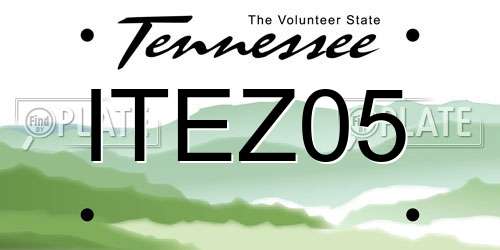ITEZ05 Tennessee License Plate