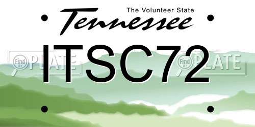 ITSC72 Tennessee License Plate