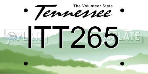 ITT265 Tennessee License Plate