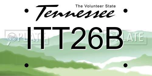 ITT26B Tennessee License Plate