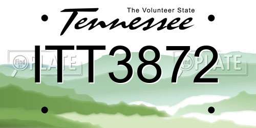 ITT3872 Tennessee License Plate