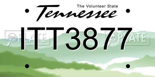 ITT3877 Tennessee License Plate
