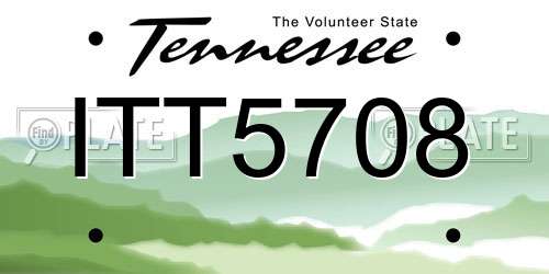 ITT5708 Tennessee License Plate