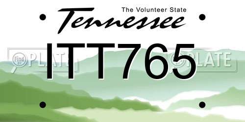 ITT765 Tennessee License Plate