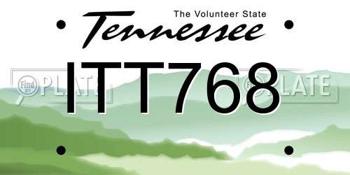 ITT768 Tennessee License Plate