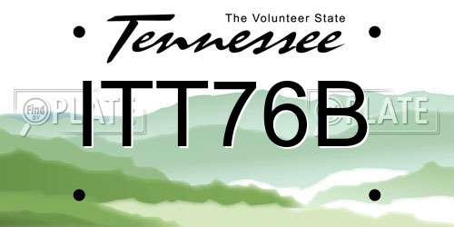 ITT76B Tennessee License Plate