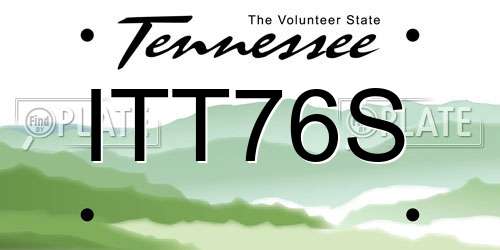 ITT76S Tennessee License Plate