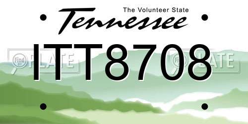 ITT8708 Tennessee License Plate