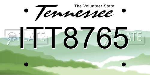 ITT8765 Tennessee License Plate