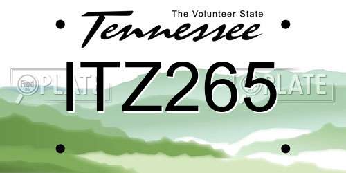 ITZ265 Tennessee License Plate