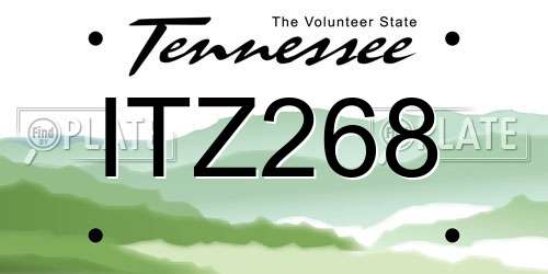 ITZ268 Tennessee License Plate