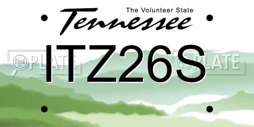 ITZ26S Tennessee License Plate