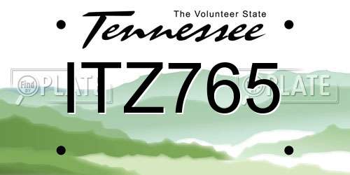 ITZ765 Tennessee License Plate
