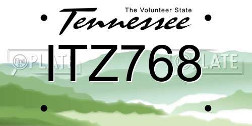 ITZ768 Tennessee License Plate