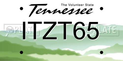 ITZT65 Tennessee License Plate