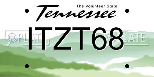 ITZT68 Tennessee License Plate