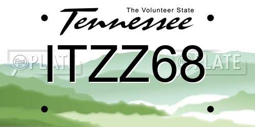 ITZZ68 Tennessee License Plate
