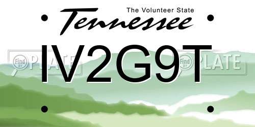 IV2G9T Tennessee License Plate