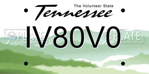 IV80V0 Tennessee License Plate