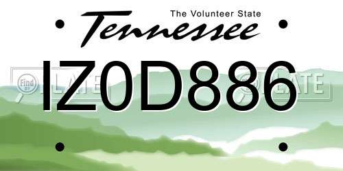 IZ0D886 Tennessee License Plate