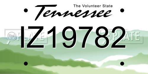 IZ19782 Tennessee License Plate