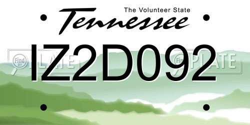IZ2D092 Tennessee License Plate