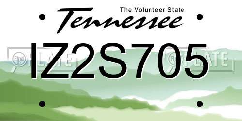 IZ2S705 Tennessee License Plate