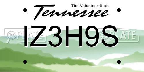IZ3H9S Tennessee License Plate