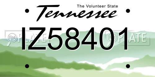 IZ58401 Tennessee License Plate