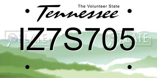 IZ7S705 Tennessee License Plate