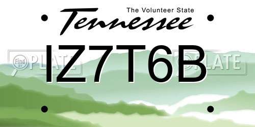 IZ7T6B Tennessee License Plate