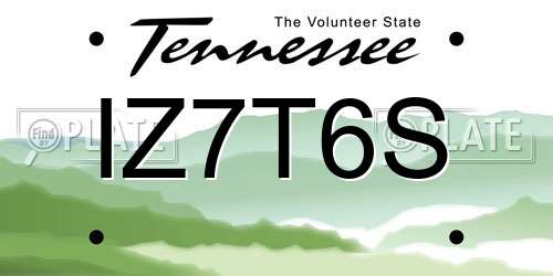 IZ7T6S Tennessee License Plate