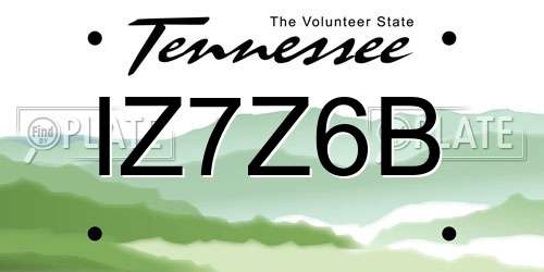 IZ7Z6B Tennessee License Plate