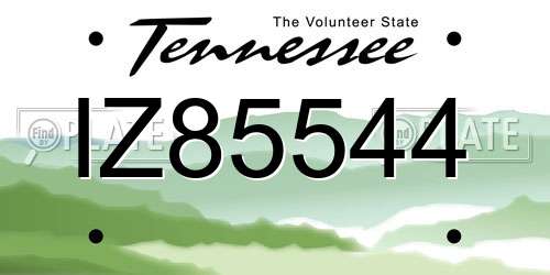 IZ85544 Tennessee License Plate